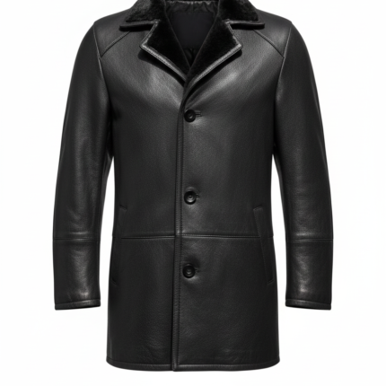 Men's Classic Black B3 Shearling Bomber Jacket - White Fur Lined Sheepskin Leather Aviator