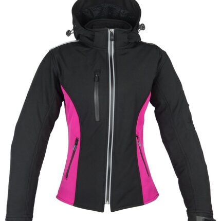 Women’s Softshell Motorcycle Riding Hoodie – Pink & Black Urban Moto Jacket